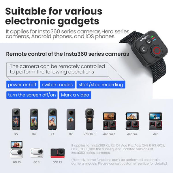 aMagisn Wireless Bluetooth Remote Control for Insta360, GoPro Hero Cameras & Smartphones - 50m Long Range