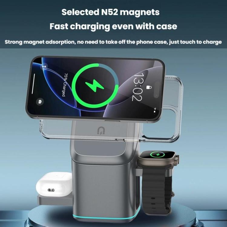 3 in 1 Metal Magnetic Wireless Charging Rotating Base Stand