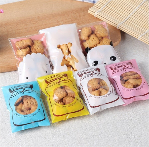 100 PCS / Set Cute Colorful Bottle Pattern Wedding Birthday Cookies Candy Gift Packaging Bag