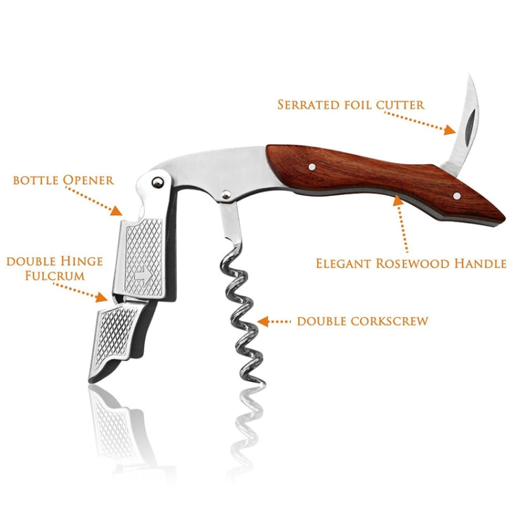2 PCS Wood Handle Professional  Multifunction Double Steel Head Portable Screw Corkscrew Wine Bottle Opener, Corkscrew Bottle Opener