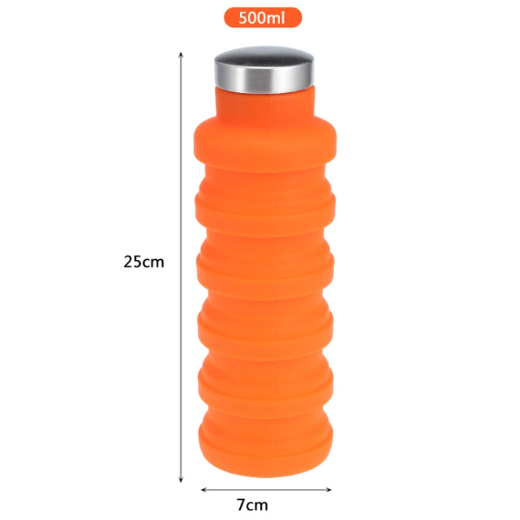 Portable Silicone Water Bottle Retractable Folding Coffee Bottle Outdoor Travel Drinking Sport Drink Kettle,Capacity:500ml, Gray, Orange, Blue, Purple
