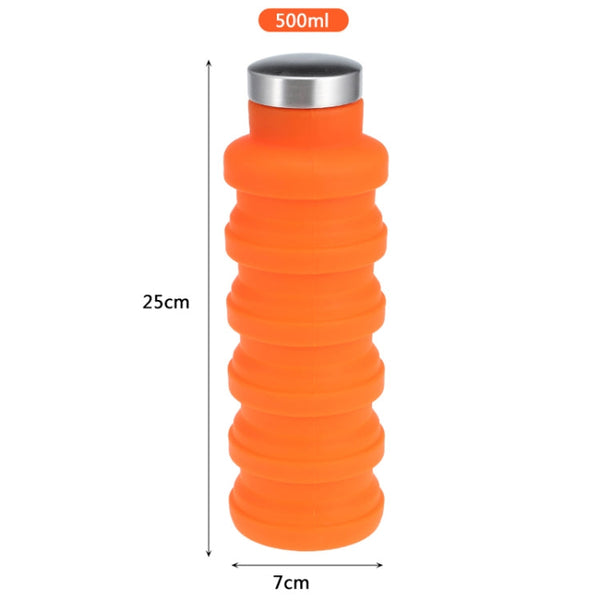 Portable Silicone Water Bottle Retractable Folding Coffee Bottle Outdoor Travel Drinking Sport Drink Kettle,Capacity:500ml, Gray, Orange, Blue, Purple