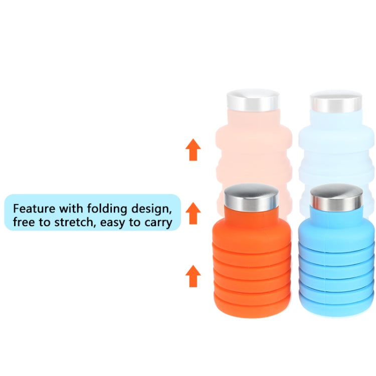 Portable Silicone Water Bottle Retractable Folding Coffee Bottle Outdoor Travel Drinking Sport Drink Kettle,Capacity:500ml, Gray, Orange, Blue, Purple