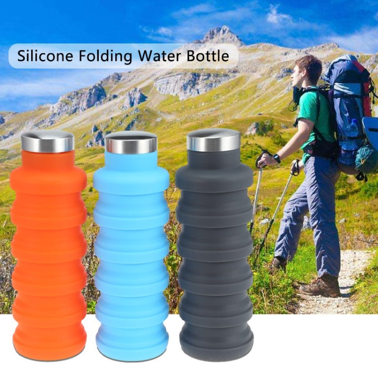 Portable Silicone Water Bottle Retractable Folding Coffee Bottle Outdoor Travel Drinking Sport Drink Kettle,Capacity:500ml, Gray, Orange, Blue, Purple