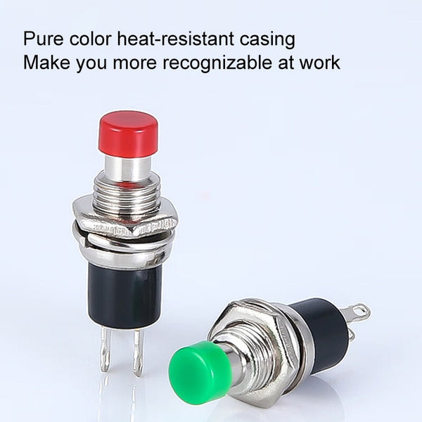 10 PCS 7mm Thread Multicolor 2 Pins Momentary Push Button Switch