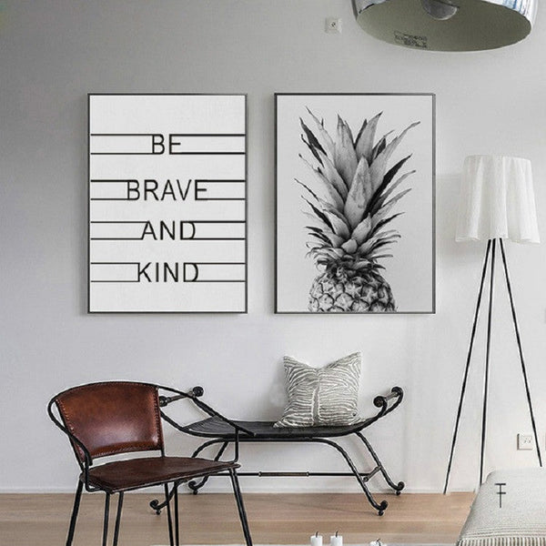 2pcs Modern Minimalist Pineapple Letter Frameless Decorative Painting Living Room Core, 13x18cm, 15x20cm, 20x25cm, 21x30cm, 30x40cm, 40x50cm, 40x60cm, 50x70cm