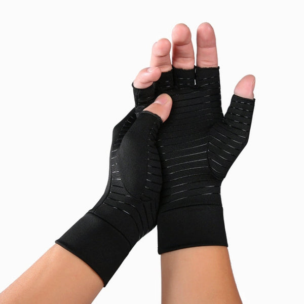 A Pair Sports Breathable Health Care Half Finger Gloves Rehabilitation Training Arthritis Pressure Gloves, Gray S, Black Fiber S, Hemp Gray Dispensing S, Gray M, Black Fiber M, Hemp Gray Dispensing M, Gray L, Black Fiber L, Hemp Gray Dispensing L
