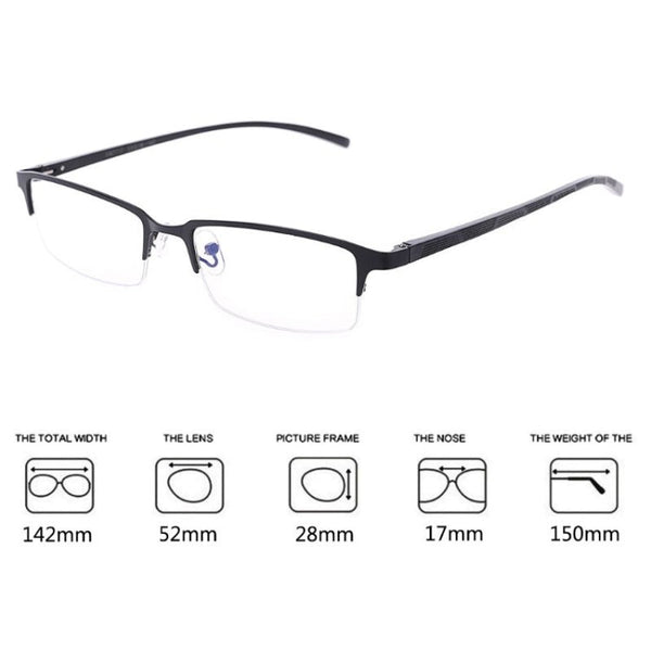 Anti Blu-ray Business Eye Glasses for Men Metal Frame Plain Glass Spectacles