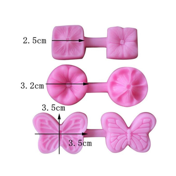 2 PCS Flower Texture Silicone Mould Petal Grain Road Four-Leaf Clover Two-Piece Pressed Ultra-Light Clay Soft Clay Tool