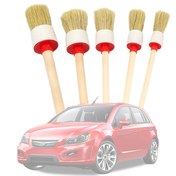 5 Pcs Car Detailing Brush Cleaning Natural Boar Hair Brushes Auto Detail Tools Products Wheels Dashboard, 5 in 1 Random Color Delivery, 5 in 1 Black, 5 in 1 White