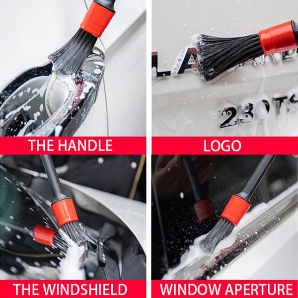 5 Pcs Car Detailing Brush Cleaning Natural Boar Hair Brushes Auto Detail Tools Products Wheels Dashboard, 5 in 1 Random Color Delivery, 5 in 1 Black, 5 in 1 White