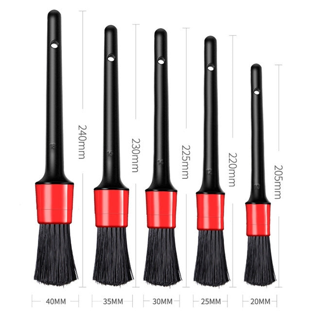 5 Pcs Car Detailing Brush Cleaning Natural Boar Hair Brushes Auto Detail Tools Products Wheels Dashboard, 5 in 1 Random Color Delivery, 5 in 1 Black, 5 in 1 White