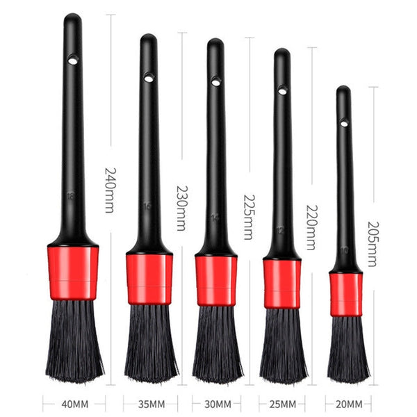 5 Pcs Car Detailing Brush Cleaning Natural Boar Hair Brushes Auto Detail Tools Products Wheels Dashboard, 5 in 1 Random Color Delivery, 5 in 1 Black, 5 in 1 White