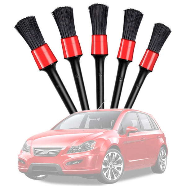 5 Pcs Car Detailing Brush Cleaning Natural Boar Hair Brushes Auto Detail Tools Products Wheels Dashboard, 5 in 1 Random Color Delivery, 5 in 1 Black, 5 in 1 White