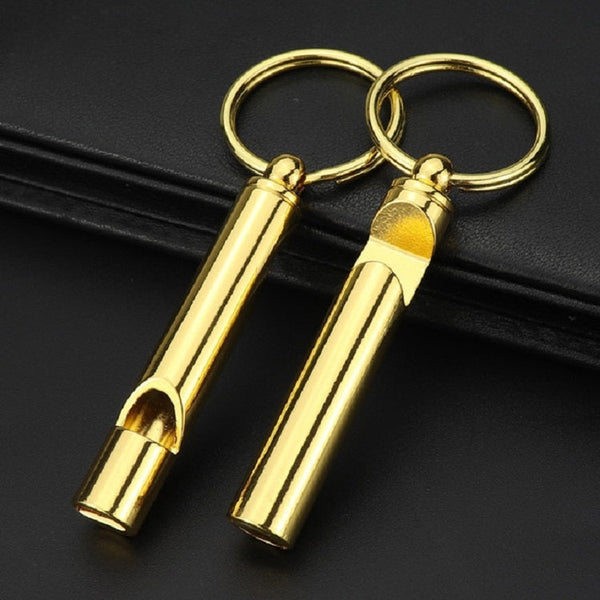 2 PCS Metal Whistle Bottle Opener Keychain Creative Multifunctional Key Ring Pendant, Gold, Silver