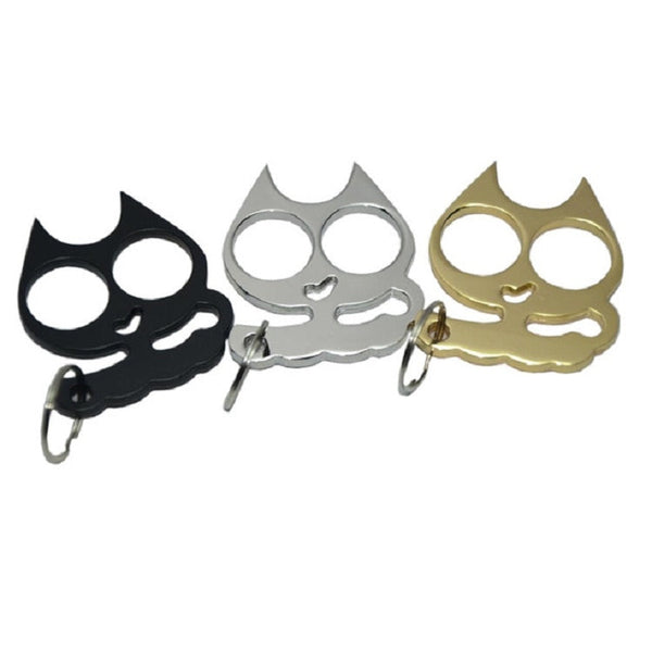 5 PCS Kitty Outdoor Metal Self-defense Keychain Outdoor Self-defense Window Breaking Tool, Cat Shape(Gold), Cat Shape(Black)