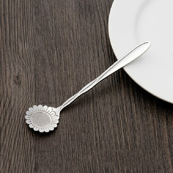 3 PCS Stainless Steel Household Creative Flower Spoon Coffee Stirring Spoon, Sun Flower Spoon, Sunflower Spoon, Pansy Flower Spoon, Bellflower Spoon, Plum Flower Spoon, Cosmos Flower Spoon