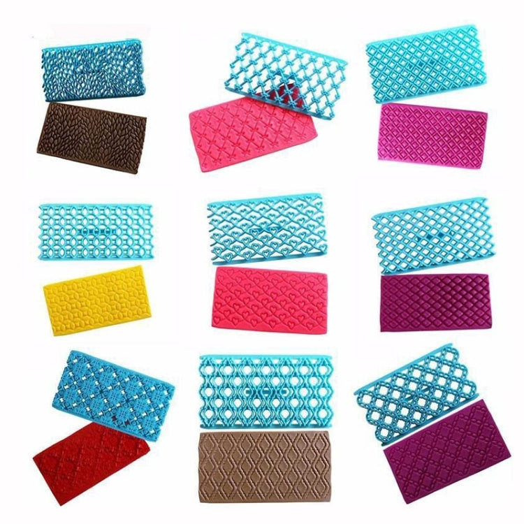 2 PCS Cake Fondant Tool Heart Shaped Diamond Texture Plaid Overpass Quyi Seal Printing Mould