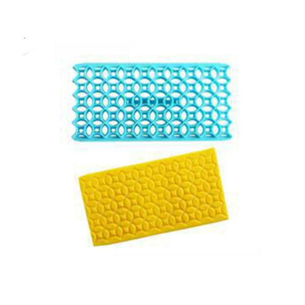 2 PCS Cake Fondant Tool Heart Shaped Diamond Texture Plaid Overpass Quyi Seal Printing Mould