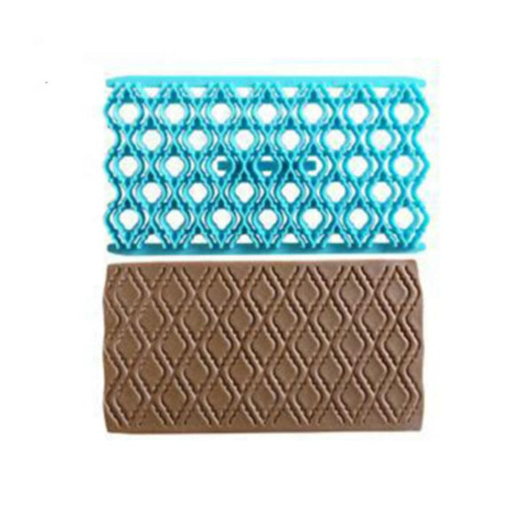 2 PCS Cake Fondant Tool Heart Shaped Diamond Texture Plaid Overpass Quyi Seal Printing Mould