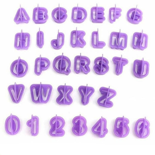 40pcs / Set Alphanumeric Plastic Cookie Molds Symbol Fondant Cake Decorative Printing Molds, Alphanumeric Shape