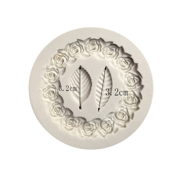 2 PCS Rose Garland Rose Leaf Silicone Fondant Mold Cake Edging Decoration Tool Baking Glue Mold