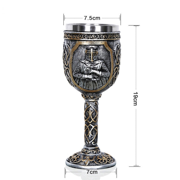 3D Viking Skull Coffee Beer Mug Skull Mug Beer Wine Drink Gift Stainless Steel Knight Decorative Cup for Men, Goblet, Mug