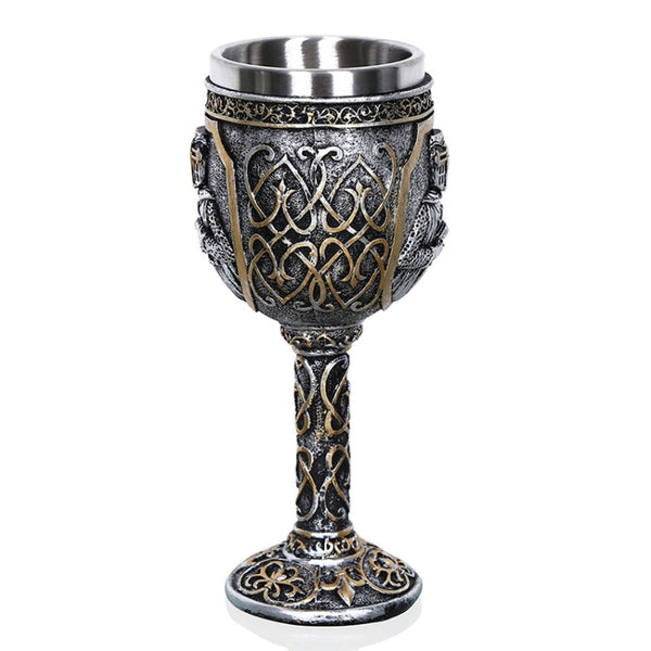 3D Viking Skull Coffee Beer Mug Skull Mug Beer Wine Drink Gift Stainless Steel Knight Decorative Cup for Men, Goblet, Mug