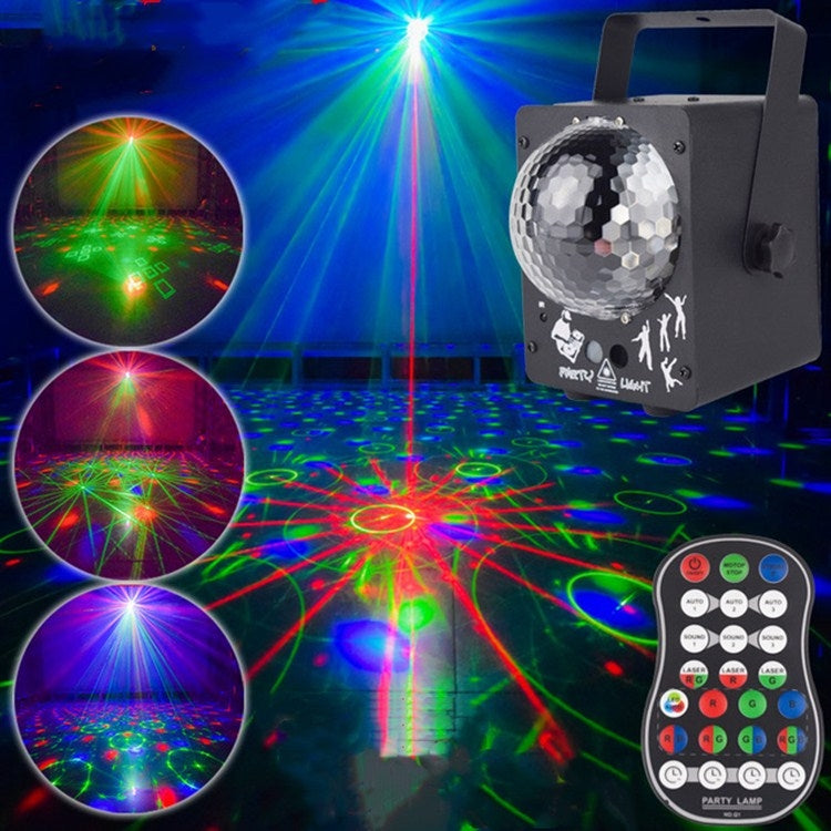18W 60 Kinds of Pattern Crystal Magic Ball Laser Lights Household LED Colorful Starry Sky Projection Lights Voice-activated Stage Lights