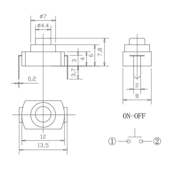 20 PCS YT-1208-YD LED Flashlight Button Switch