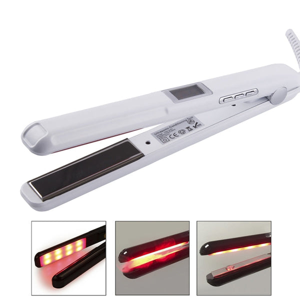 RUCHA Ultrasonic Infrared Hair Care Iron Straightener with Adjustable Upgraded LCD Display, EU, US, UK, AU