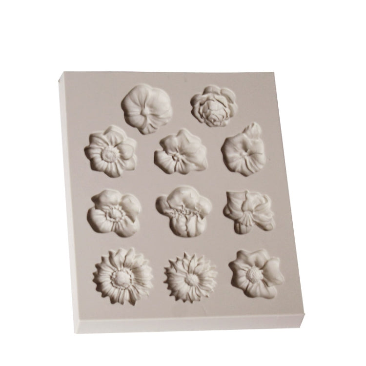 Fondant Cake Silicone Mold Chocolate Mold DIY Trumpet Flower Sun Flower Baking Decoration, Sun Flower Shape(Pink), Sun Flower Shape(Gray)