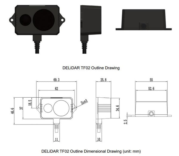 Benewake TF02 LIDAR Rangefinder IP65 (22m)