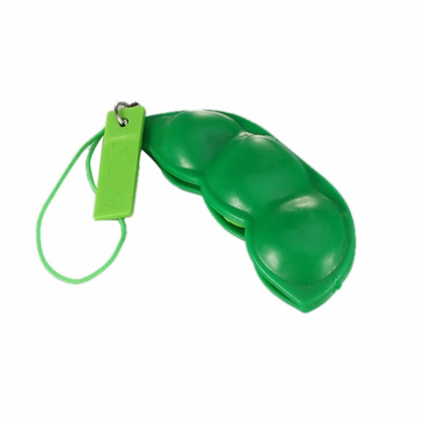 3 PCS Creative Extrusion Pea Soybean Stress Relief Toy Key Pendant, Random Expression Delivery
