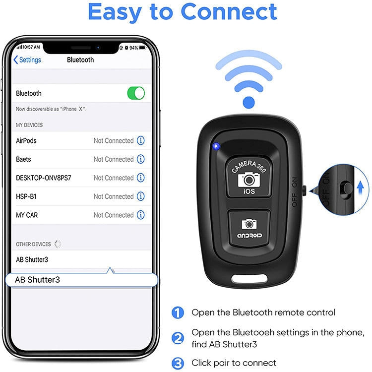 Dual-key Bluetooth Remote Shutter Camera Control Self-timer