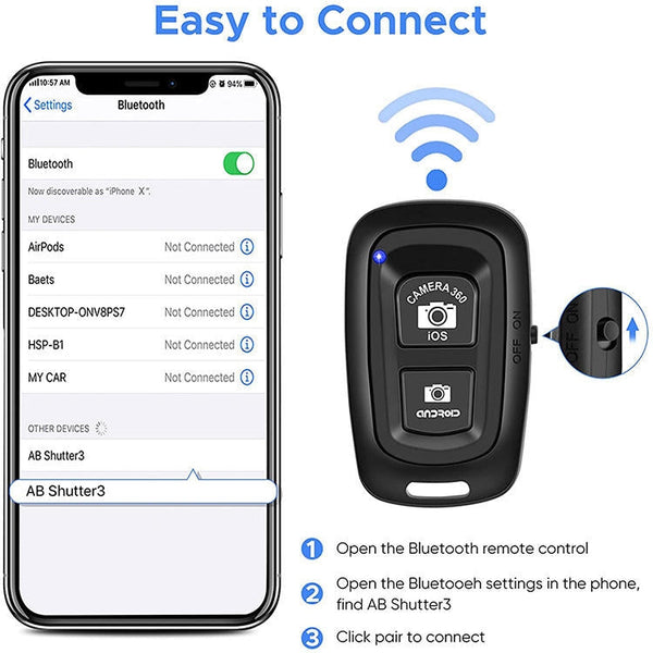 Dual-key Bluetooth Remote Shutter Camera Control Self-timer