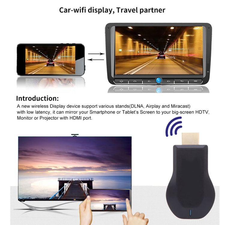 M4 Plus Wireless WiFi Display Dongle Receiver Airplay Miracast DLNA 1080P HDMI TV Stick for iPhone, Samsung, and other Android Smartphones, M4 Plus