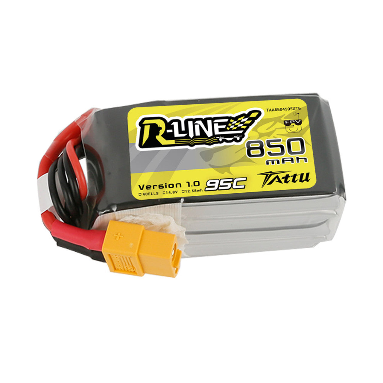 Tattu 850mAh 4s 75C 14.8V XT60 R-Line Lipo Battery Pack
