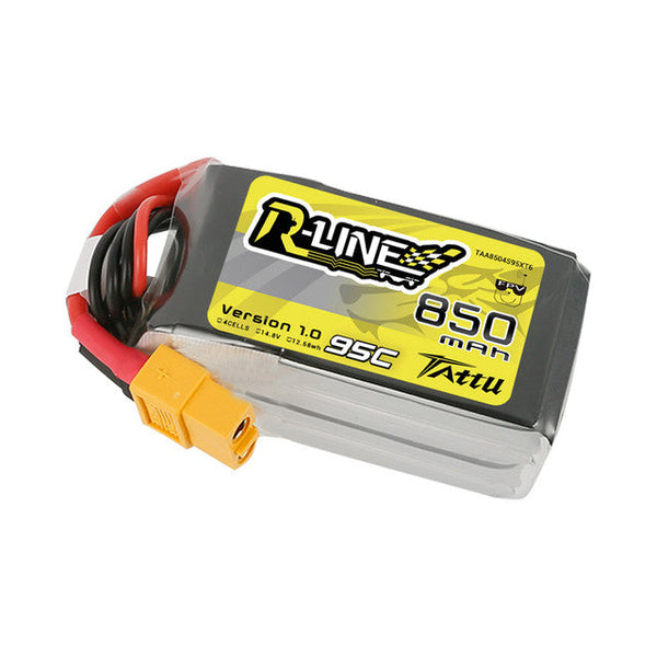 Tattu 850mAh 4s 75C 14.8V XT60 R-Line Lipo Battery Pack
