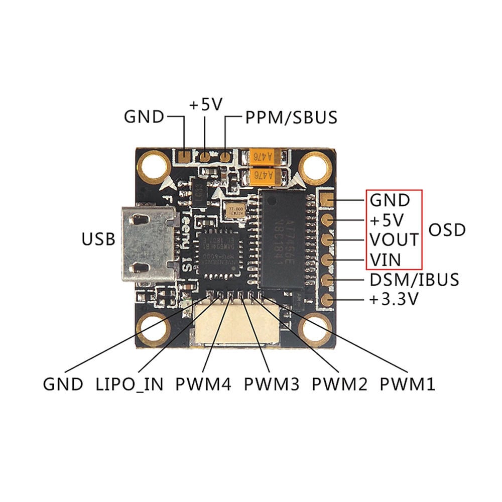 TeenyF4 Pro Flytower F4 1-2S, 5A, 16x16mm