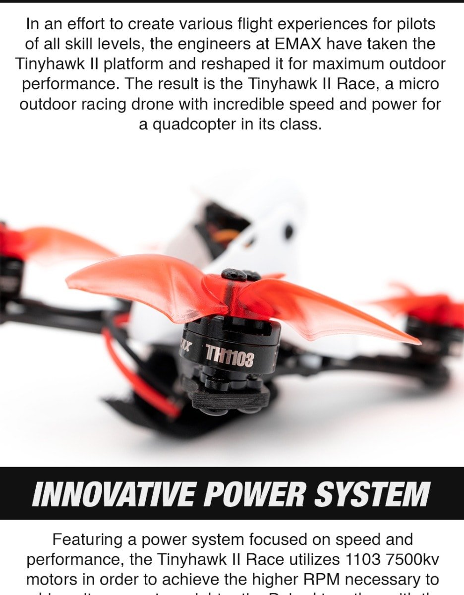 EMAX TinyHawk 2 Race (2S) Micro Brushless FPV Drone (BNF)