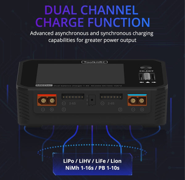 ToolkitRC M6DAC 200w AC/DC Smart Charger