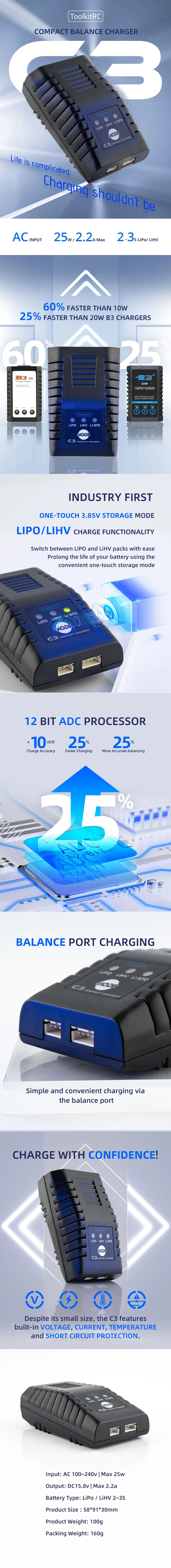 ToolkitRC C3 Compact AC Balance Charger