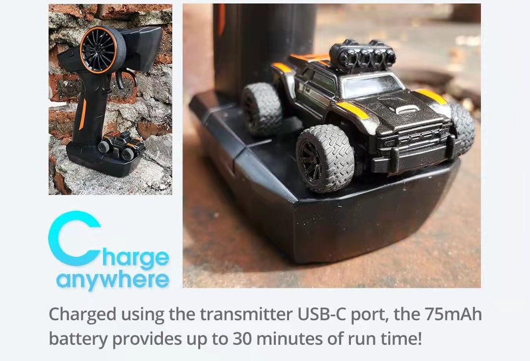 Turbo Racing Baby Monster Truck 1/76 Mini RC Truck Fully Proportional