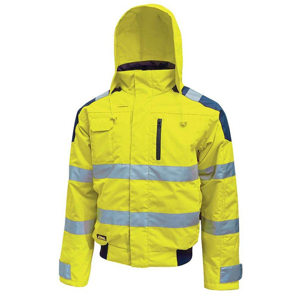 U-Power Best Hi-Vis Waterproof Breathable Work Bomber Jacket Hood