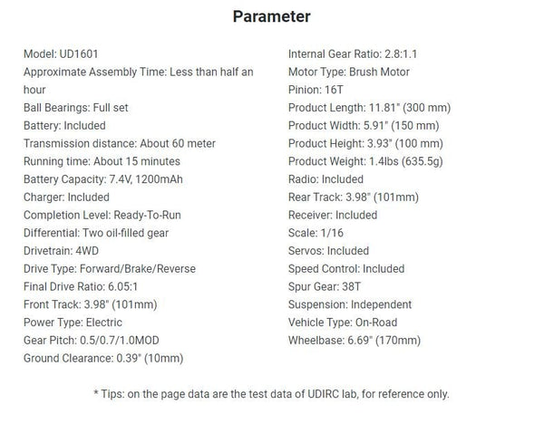UDIRC Panther Pro Drift Car Brushless RTR