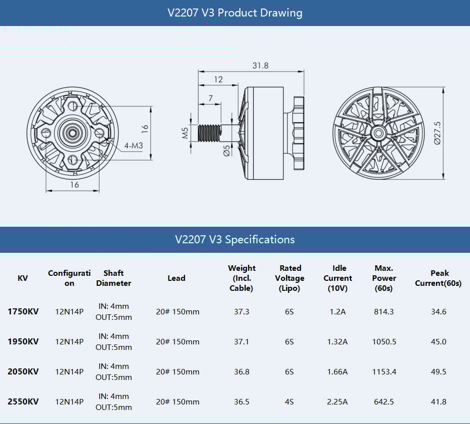 T-Motor Velox V3 2207 Brushless FPV Motor
