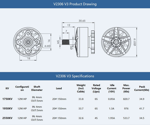 T-Motor Velox V3 2306 Brushless FPV Motor