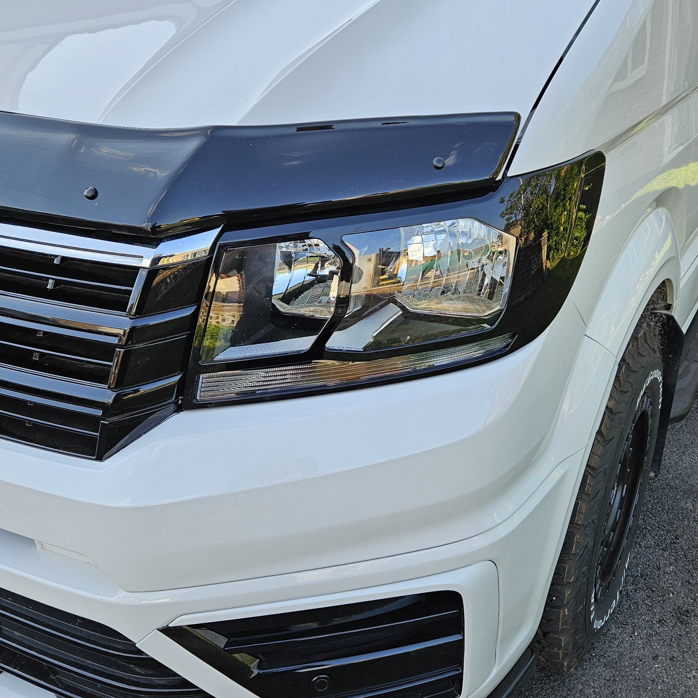For VW Crafter New Shape Headlight Guards – Gloss Black – Premium Protection | Van-X