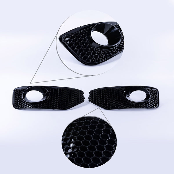 For VW T5 .1 Transporter Honeycomb Sportline Front Spoiler Foglight Trims (Matte Black)